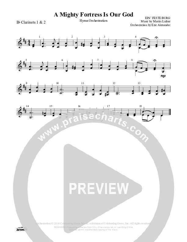 A Mighty Fortress Is Our God Clarinet 1/2 ()