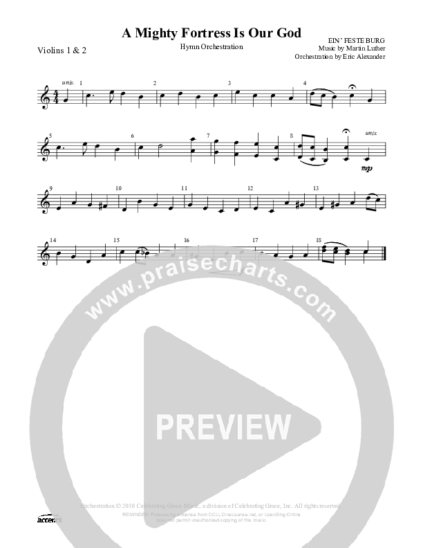 A Mighty Fortress Is Our God Violin 1/2 ()