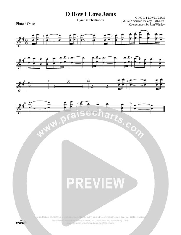 O How I Love Jesus Flute/Oboe ()