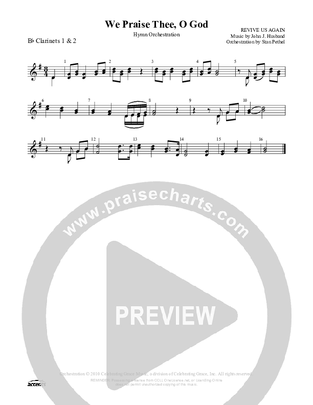 We Praise Thee O God Clarinet 1/2 ()