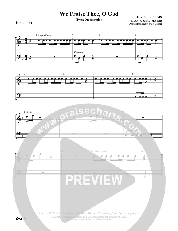 We Praise Thee O God Percussion ()