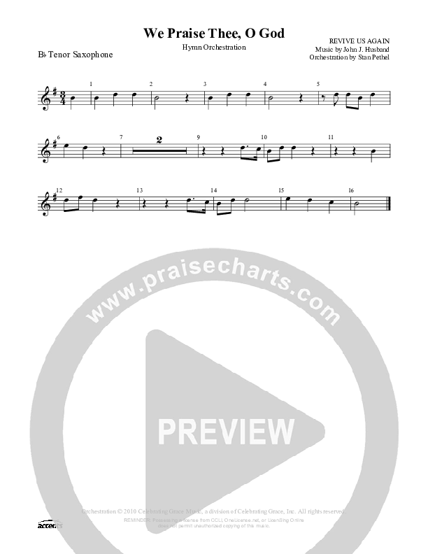 We Praise Thee O God Tenor Sax 2 ()