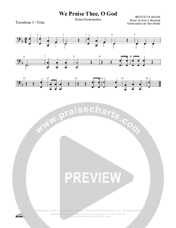We Praise Thee O God Trombone 3/Tuba ()