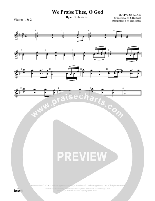 We Praise Thee O God Violin 1/2 ()