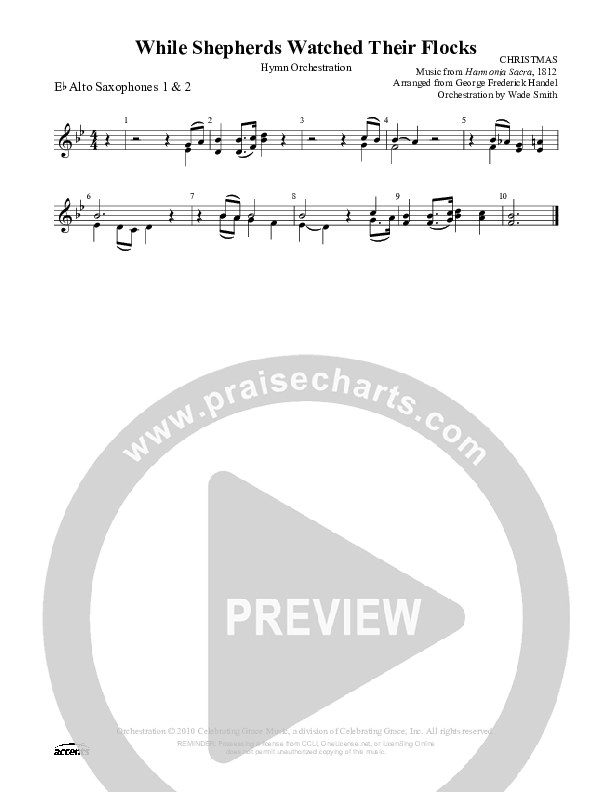 While Shepherds Watched Their Flocks Alto Sax 1/2 (Celebrating Grace)