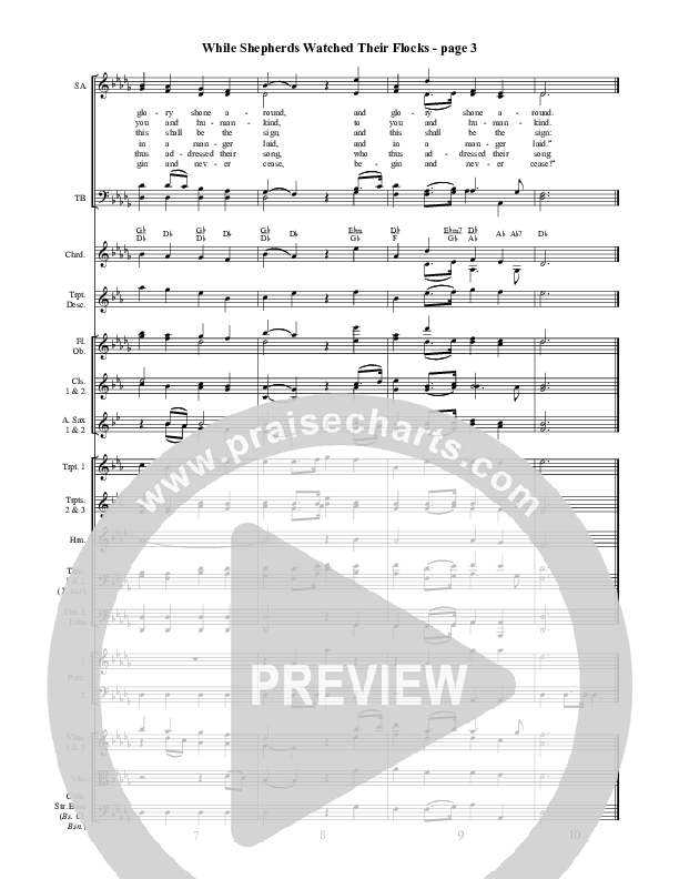 While Shepherds Watched Their Flocks Conductor's Score (Celebrating Grace)
