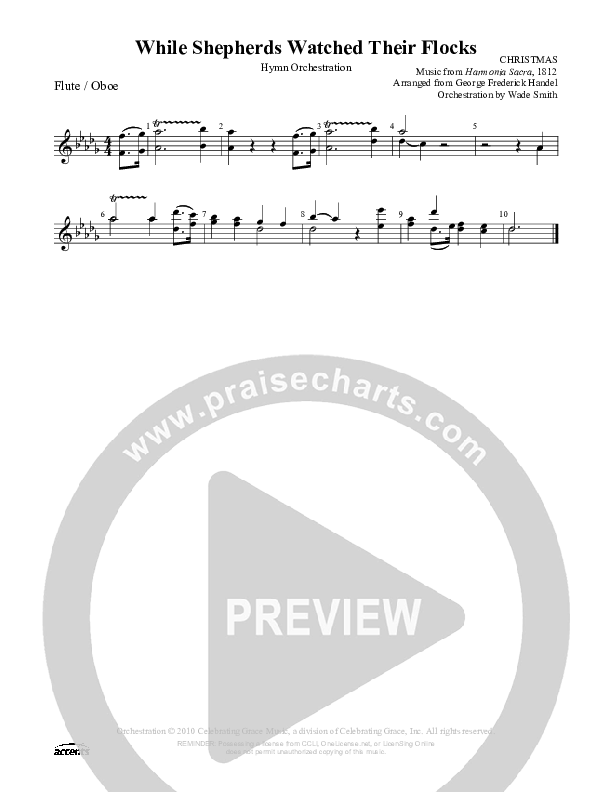 While Shepherds Watched Their Flocks Flute/Oboe (Celebrating Grace)