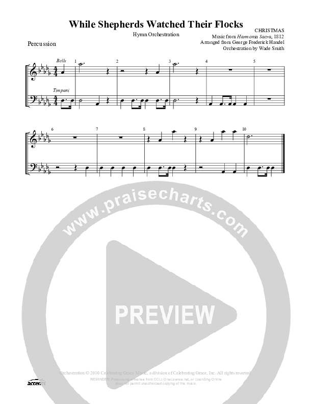 While Shepherds Watched Their Flocks Percussion (Celebrating Grace)