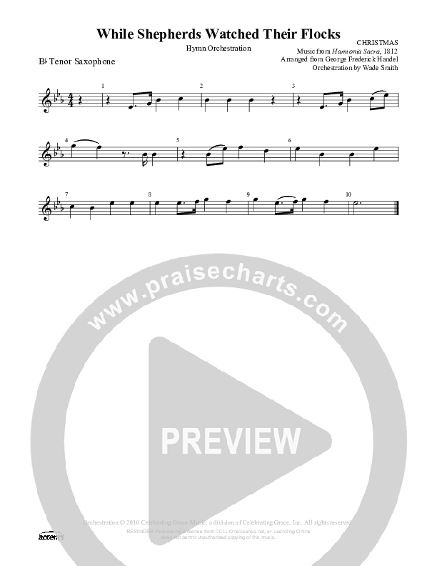 While Shepherds Watched Their Flocks Tenor Sax 2 (Celebrating Grace)