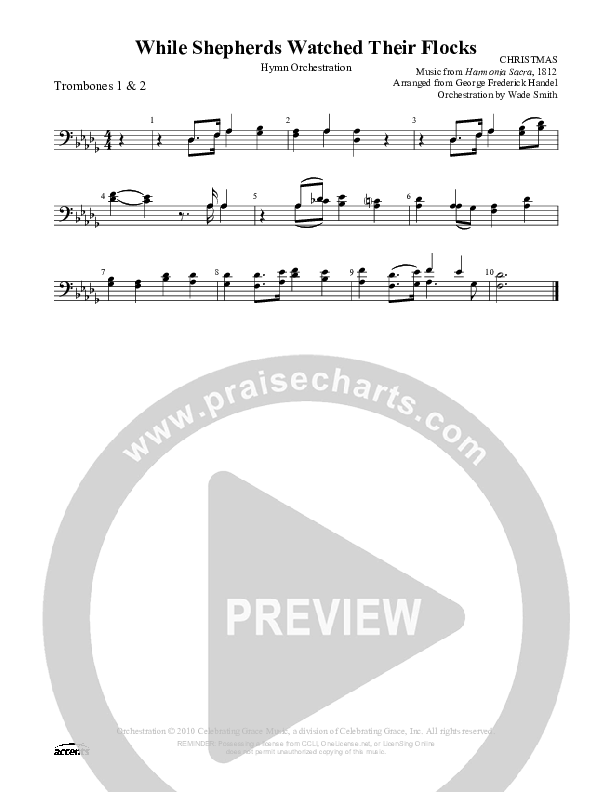 While Shepherds Watched Their Flocks Trombone 1/2 (Celebrating Grace)