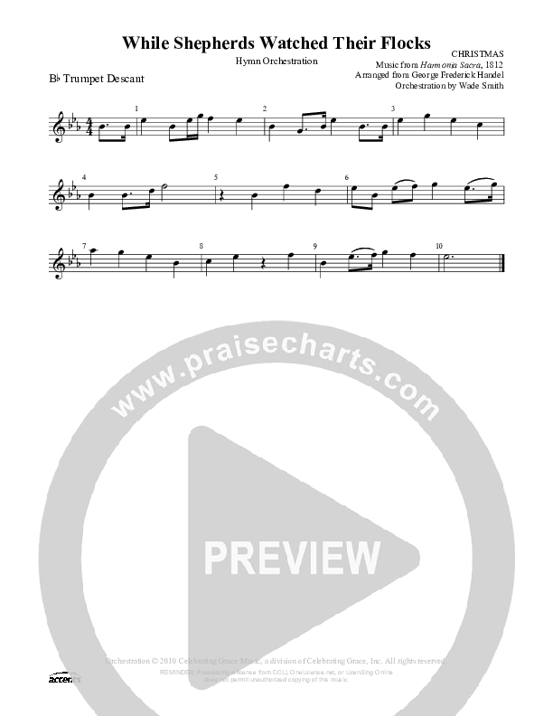 While Shepherds Watched Their Flocks Trumpet (Celebrating Grace)