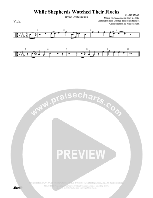 While Shepherds Watched Their Flocks Viola (Celebrating Grace)