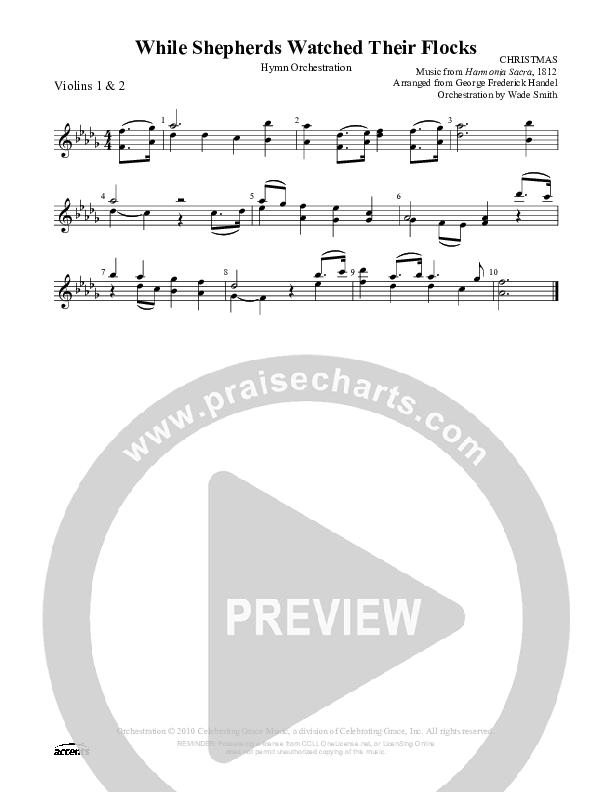 While Shepherds Watched Their Flocks Violin 1/2 (Celebrating Grace)