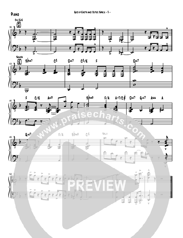 God Of Earth And Outer Space (Instrumental) Piano Sheet (Brad Henderson)