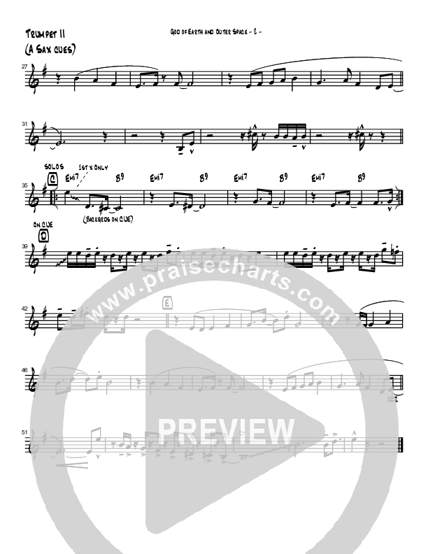 God Of Earth And Outer Space (Instrumental) Trumpet 2 (Brad Henderson)