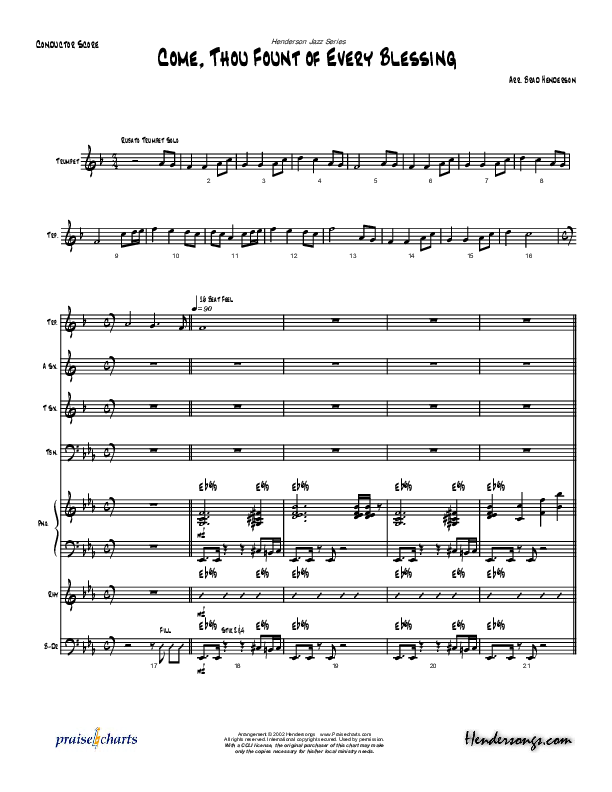 Come Thou Fount Of Every Blessing (Instrumental) Conductor's Score (Brad Henderson)