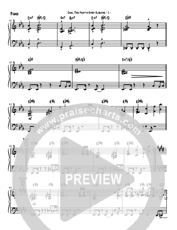 Come Thou Fount Of Every Blessing (Instrumental) Piano Sheet (Brad Henderson)