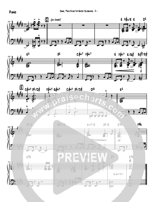 Come Thou Fount Of Every Blessing (Instrumental) Piano Sheet (Brad Henderson)