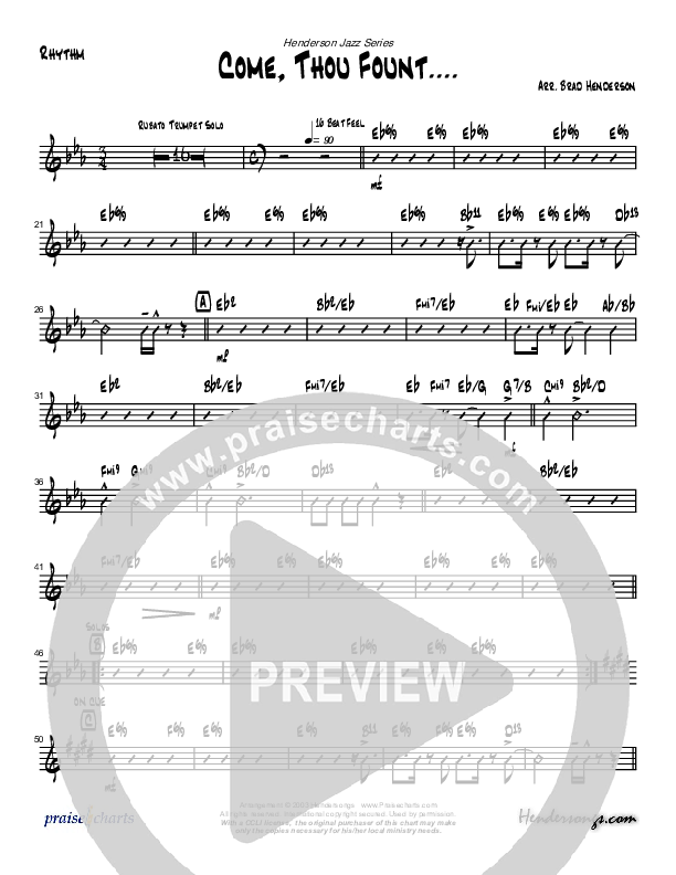 Come Thou Fount Of Every Blessing (Instrumental) Rhythm Chart (Brad Henderson)