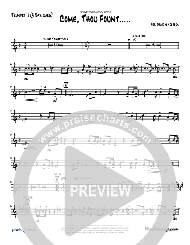 Come Thou Fount Of Every Blessing (Instrumental) Trumpet 2 (Brad Henderson)