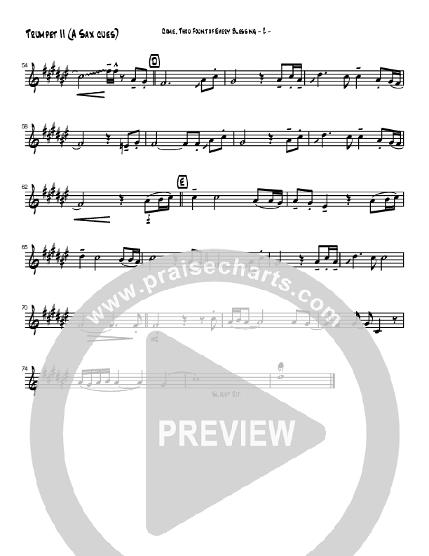 Come Thou Fount Of Every Blessing (Instrumental) Trumpet 2 (Brad Henderson)