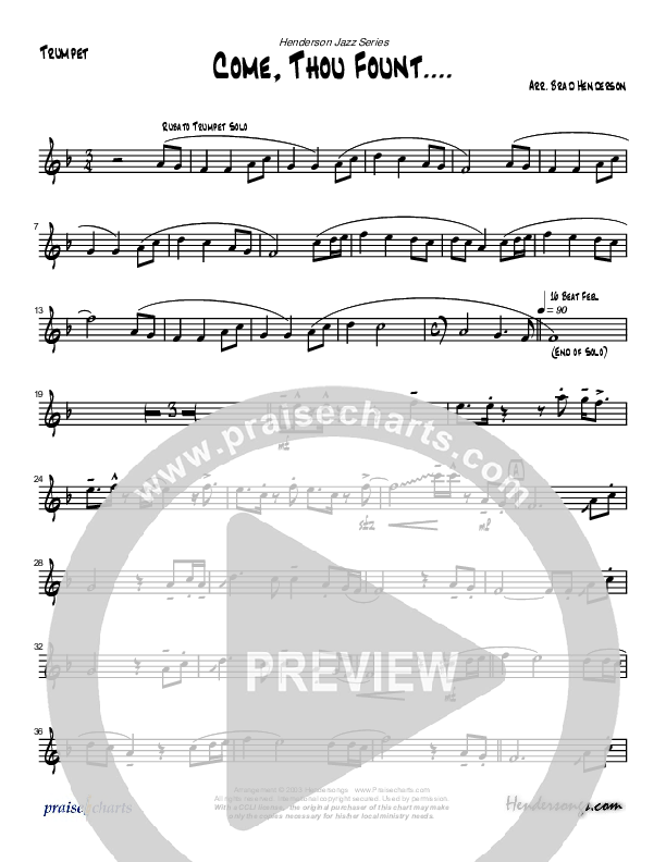 Come Thou Fount Of Every Blessing (Instrumental) Trumpet (Brad Henderson)