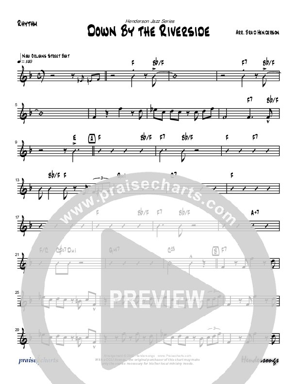 Down By The Riverside (Instrumental) Rhythm Chart (Brad Henderson)