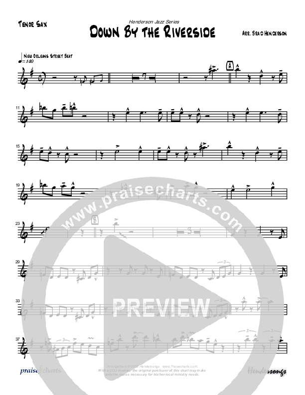 Down By The Riverside (Instrumental) Tenor Sax 2 (Brad Henderson)