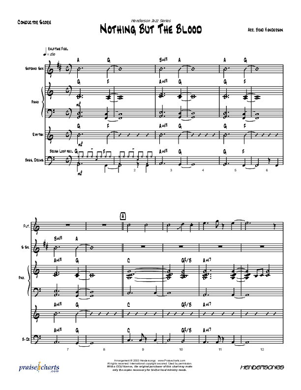 Nothing But The Blood (Instrumental) Conductor's Score (Brad Henderson)