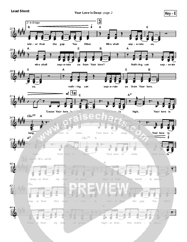 Your Love Is Deep Lead Sheet (Jami Smith)