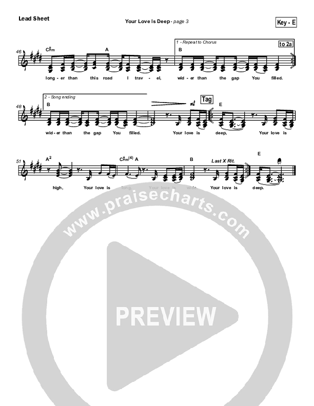 Your Love Is Deep Lead Sheet (Jami Smith)