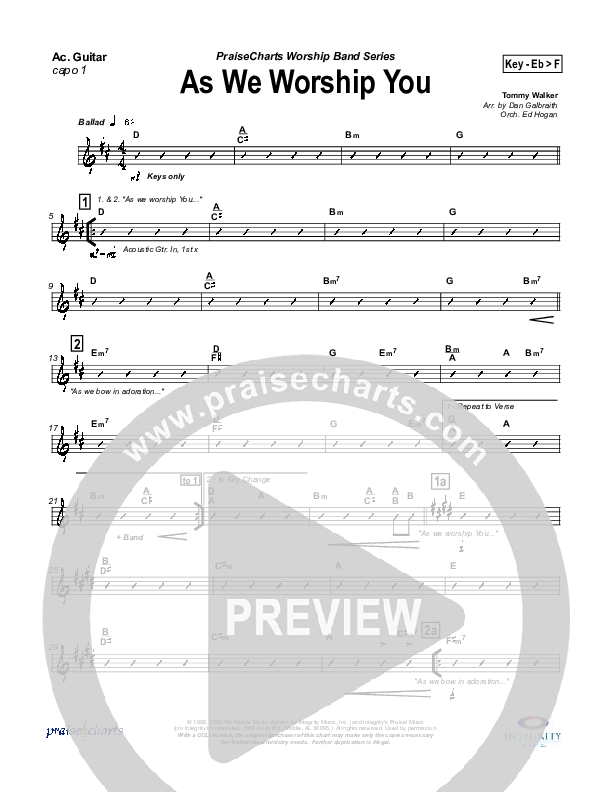 As We Worship You Rhythm Chart (Tommy Walker)