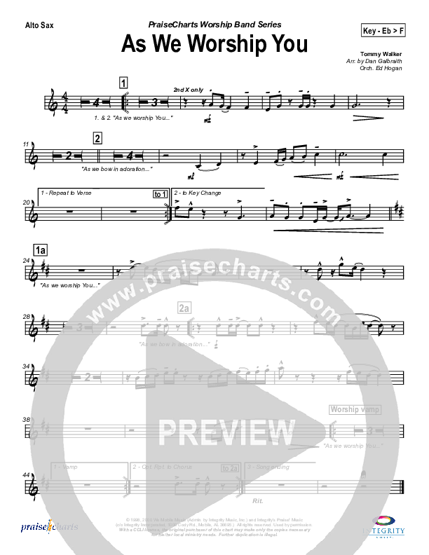 As We Worship You Alto Sax (Tommy Walker)