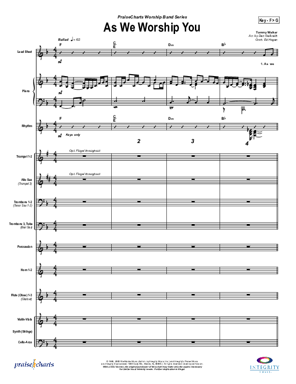 As We Worship You Conductor's Score (Tommy Walker)