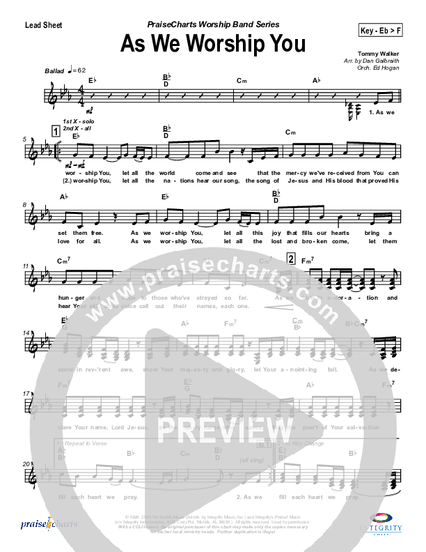 As We Worship You Lead Sheet (SAT) (Tommy Walker)
