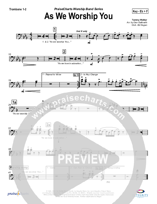 As We Worship You Trombone 1/2 (Tommy Walker)