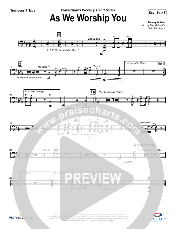 As We Worship You Trombone 3/Tuba (Tommy Walker)