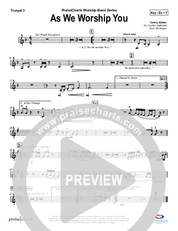 As We Worship You Trumpet 3 (Tommy Walker)