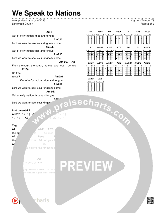 We Speak To Nations Chords & Lyrics (Lakewood Church)