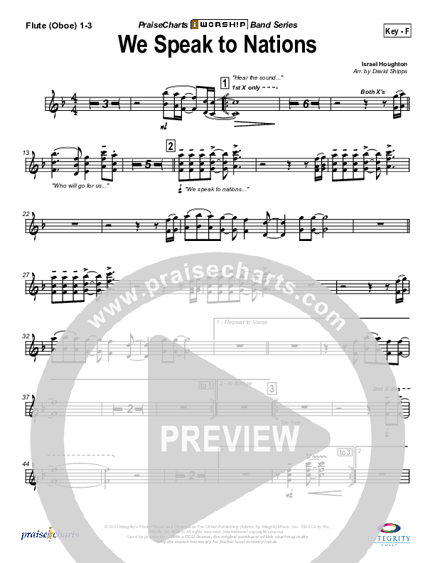 We Speak To Nations Flute/Oboe 1/2/3 (Lakewood Church)