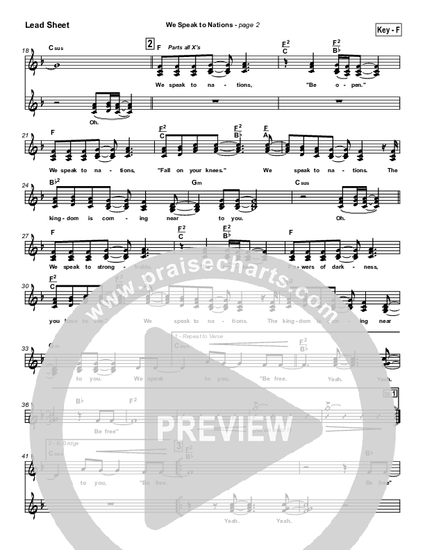 We Speak To Nations Lead Sheet (Lakewood Church)