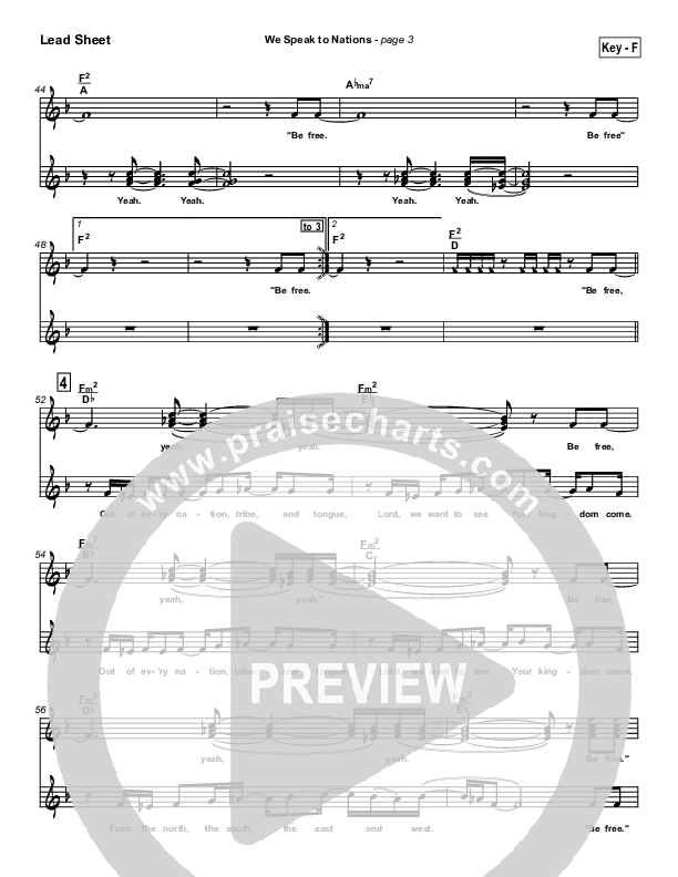 We Speak To Nations Lead Sheet (Lakewood Church)