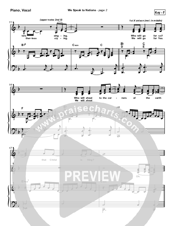 We Speak To Nations Piano/Vocal & Lead (Lakewood Church)