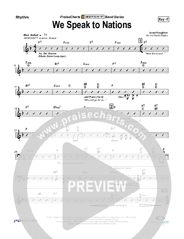 We Speak To Nations Rhythm Chart (Lakewood Church)