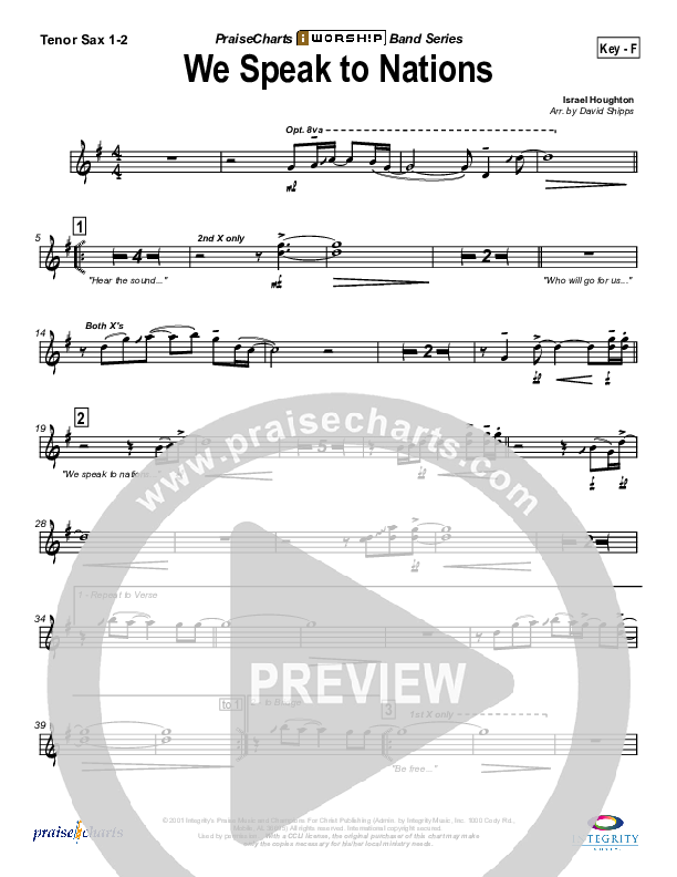 We Speak To Nations Tenor Sax 1/2 (Lakewood Church)