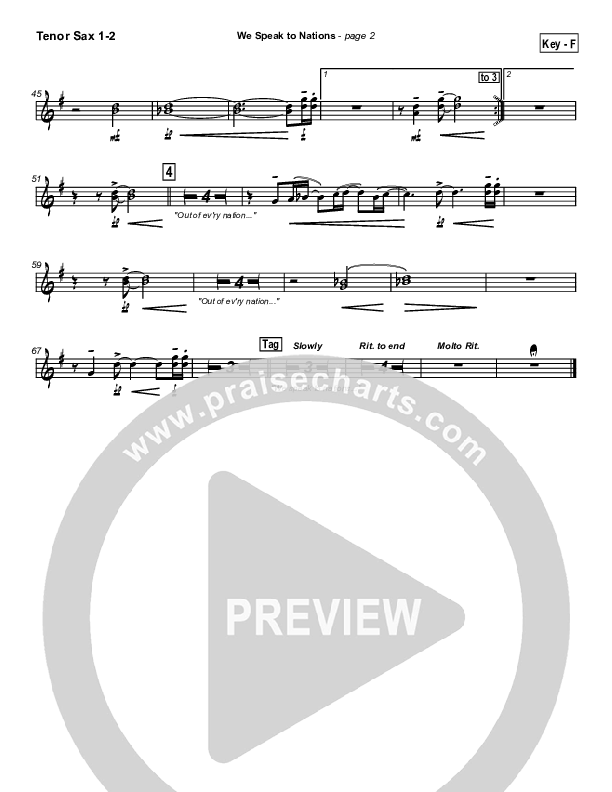 We Speak To Nations Tenor Sax 1/2 (Lakewood Church)