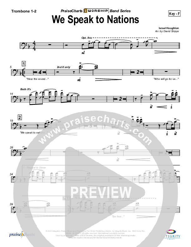 We Speak To Nations Trombone 1/2 (Lakewood Church)