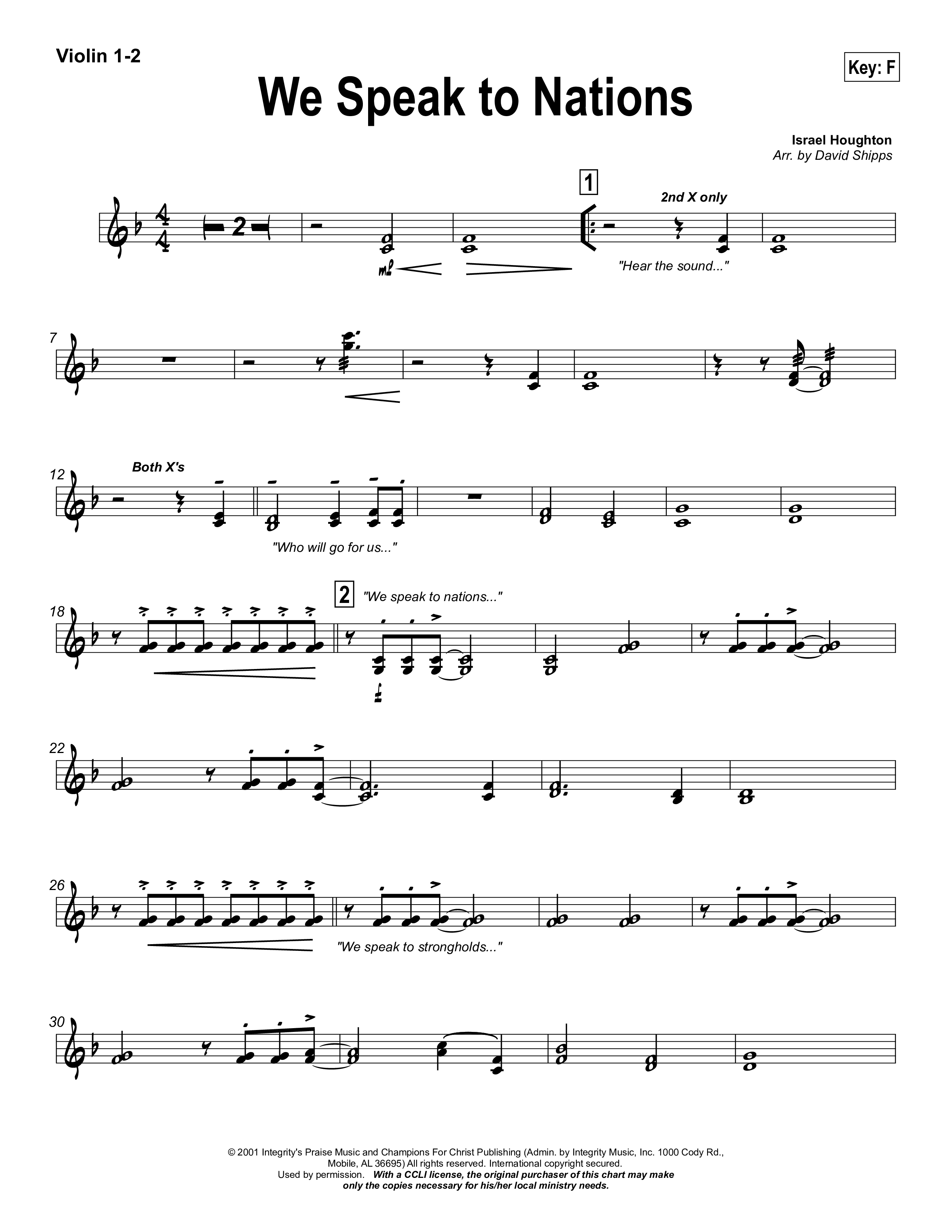 We Speak To Nations Violin 1/2 (Lakewood Church)