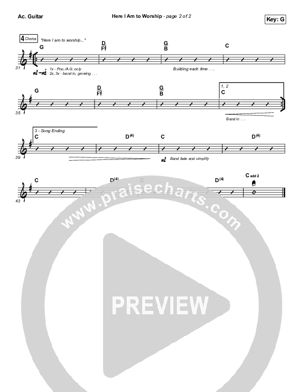 Here I Am To Worship Acoustic Guitar (Jonathan Noel)