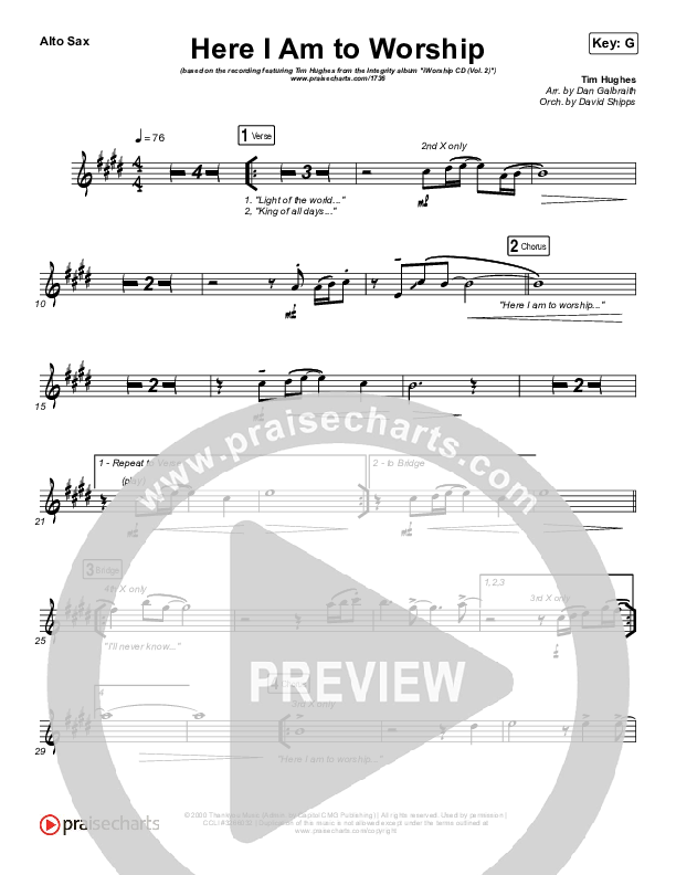 Here I Am To Worship Alto Sax (Jonathan Noel)